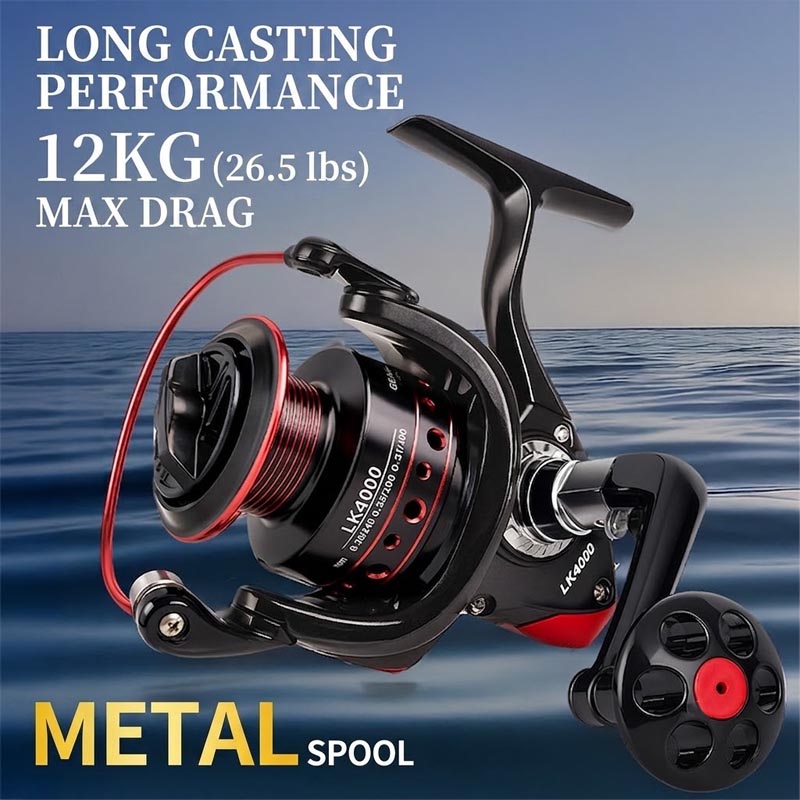 Fishing Boat Steering Wheel - รอกตกปลาแบบสปินนิ่งโลหะเต็มรูปแบบ, รอกโลหะสำหรับการตกปลาทางไกลที่ทนทานสูง เหมาะสำหรับการตกปลาด้วยเหยื่อปลอมในน้ำจืดและน้ำเค็ม, ตกปลาบนแพและตกปลาทะเล